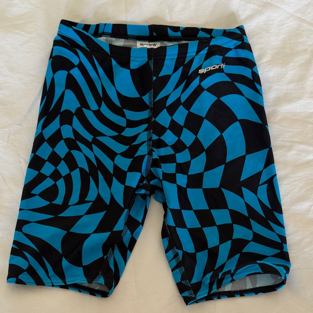 Sporti Blue & Black Optical Wave Jammer Swim Shorts size 26